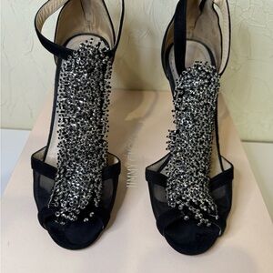Jimmy Choo Black Heels with Crystal Embellishments
